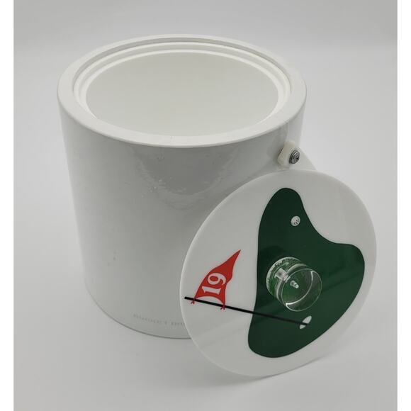 Vintage Morgan 9" Vinyl Bucket Brigade 19th Golf Hole Ice Bucket w/ Handle USA - Picture 10 of 16